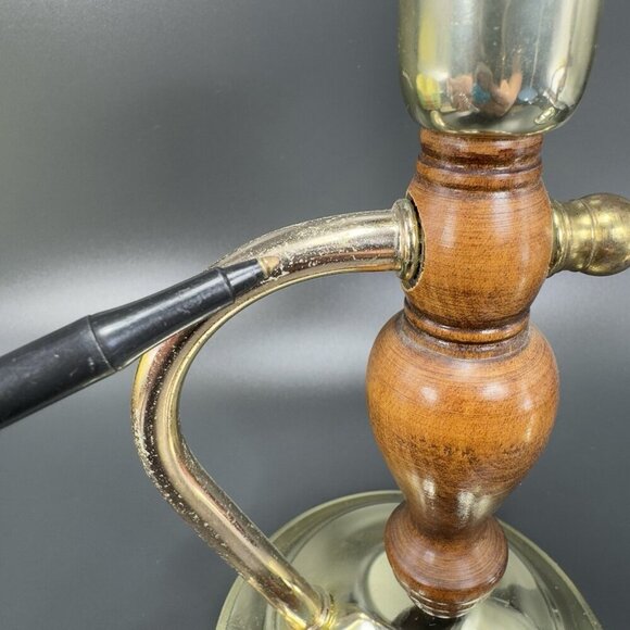 Primitive Style Wood And Metal Swivel Candle Stick Holder Set Vintage Decor VTG - Picture 6 of 16